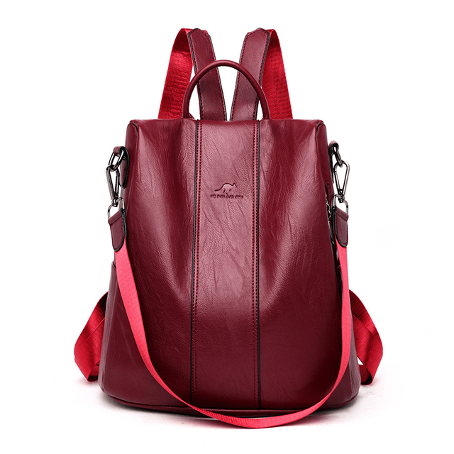 Mochila Feminina Anti Furto de Couro Carolina