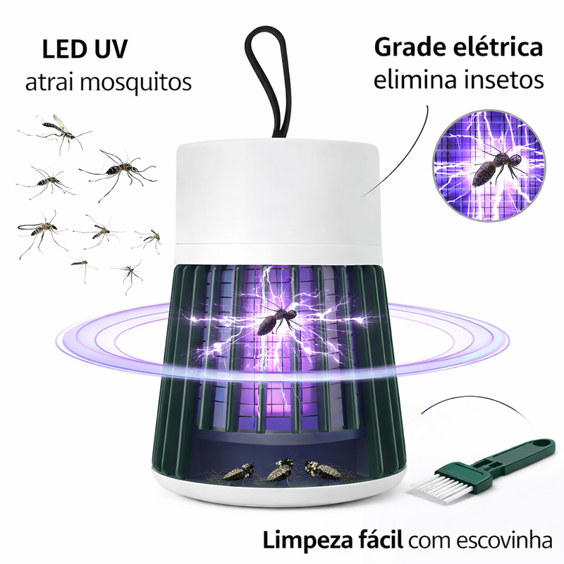 Luminária Armadilha Mata Mosquito UV USB Sem Veneno